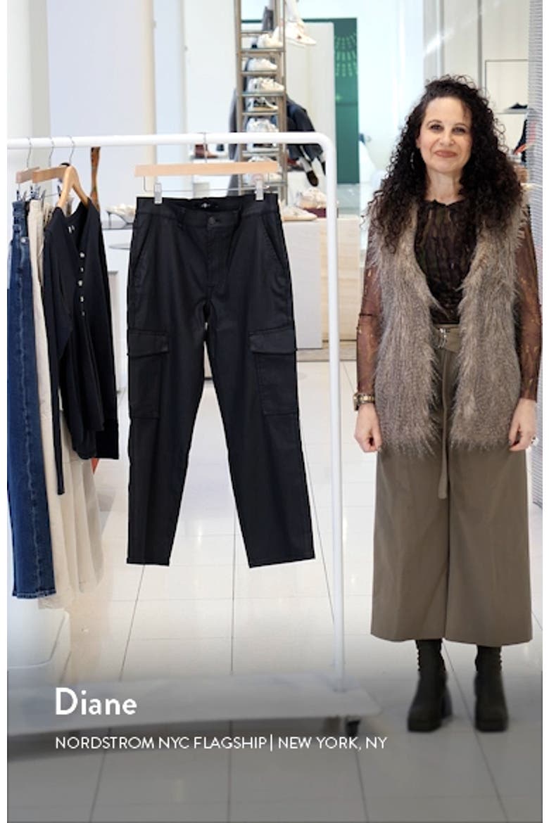 Logan Coated High Waist Ankle Straight Leg Cargo Pants video