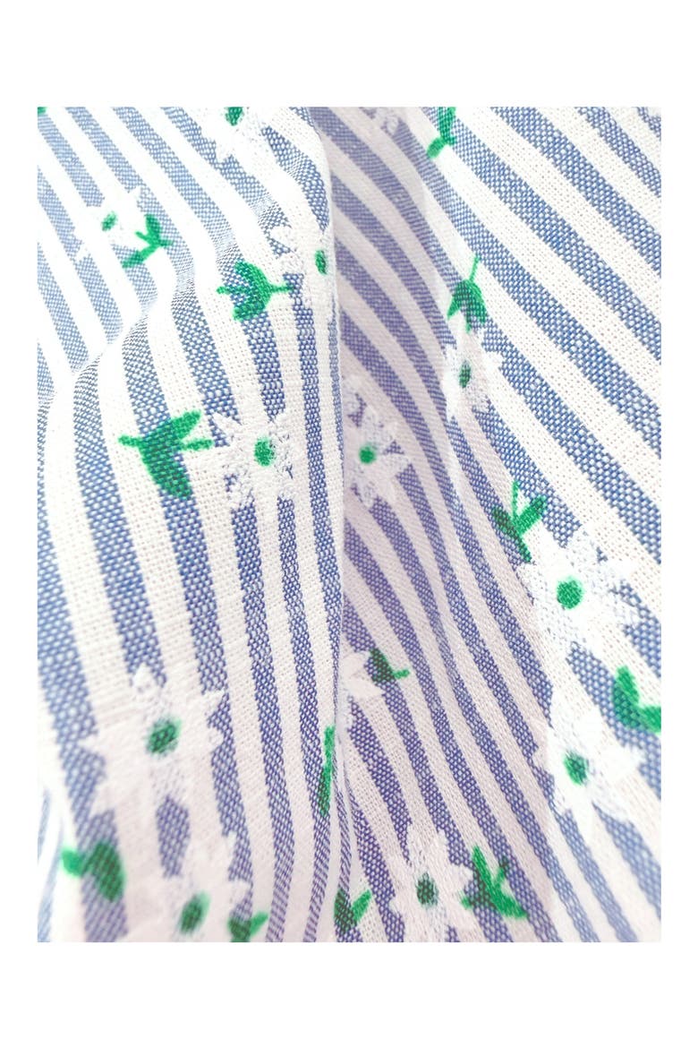 Kids' Lisa Daisy Stripe Romper, Alternate, color, BLUE/ WHITE