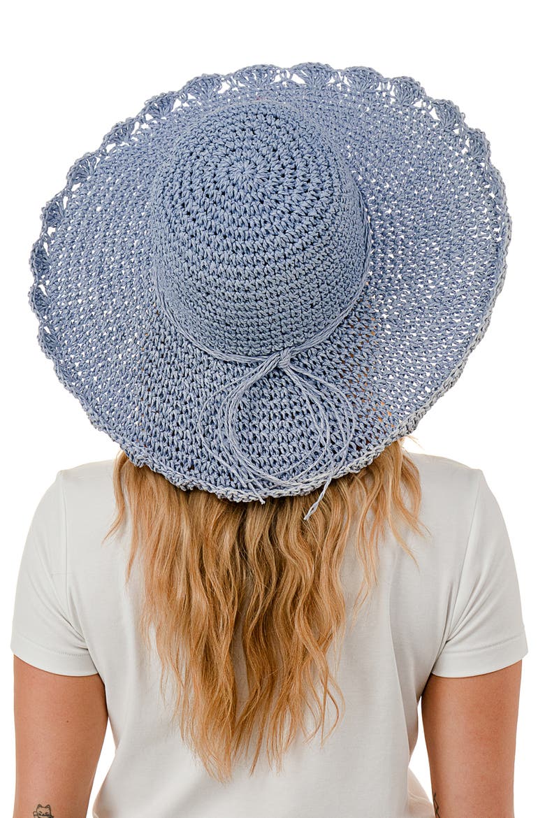 Scalloped Straw Sun Hat, Alternate, color, LIGHT BLUE