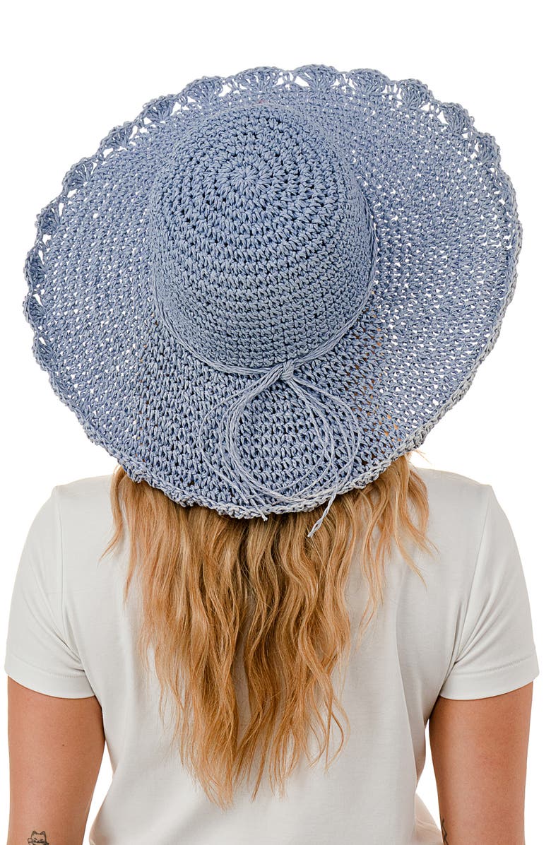MARCUS ADLER Scalloped Straw Sun Hat, Alternate, color, Light Blue