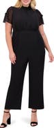 Vince Camuto Chiffon Short Sleeve Stretch Crepe Jumpsuit
