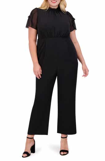 Vince Camuto Chiffon Short Sleeve Stretch Crepe Jumpsuit