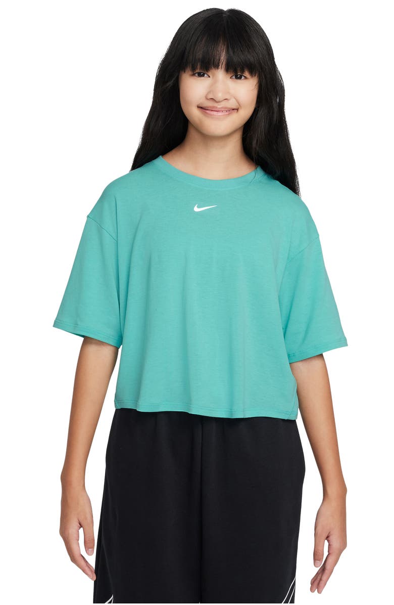 Nike Kids' Sportswear Dri-FIT One T-Shirt, Main, color, Green Frost/ White