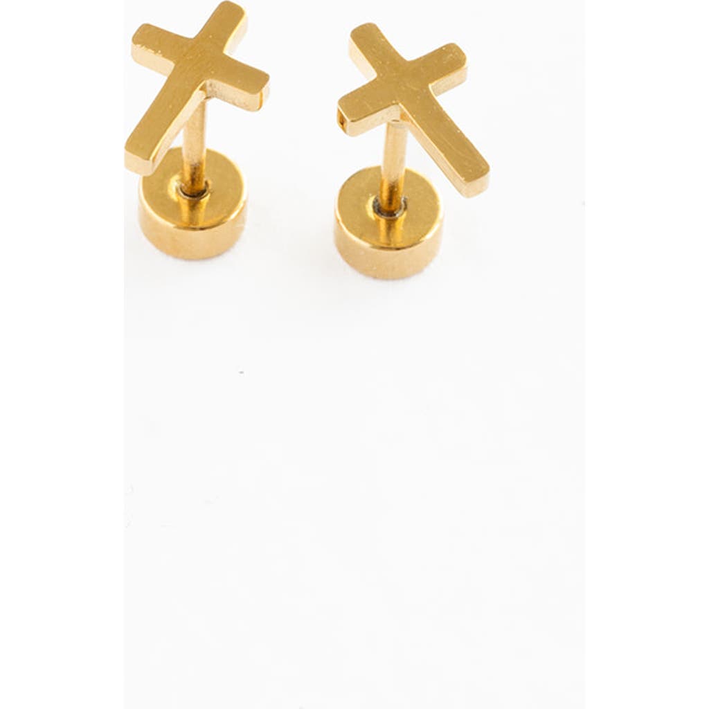 Pip Pop Cross Stud Earrings in Gold  product