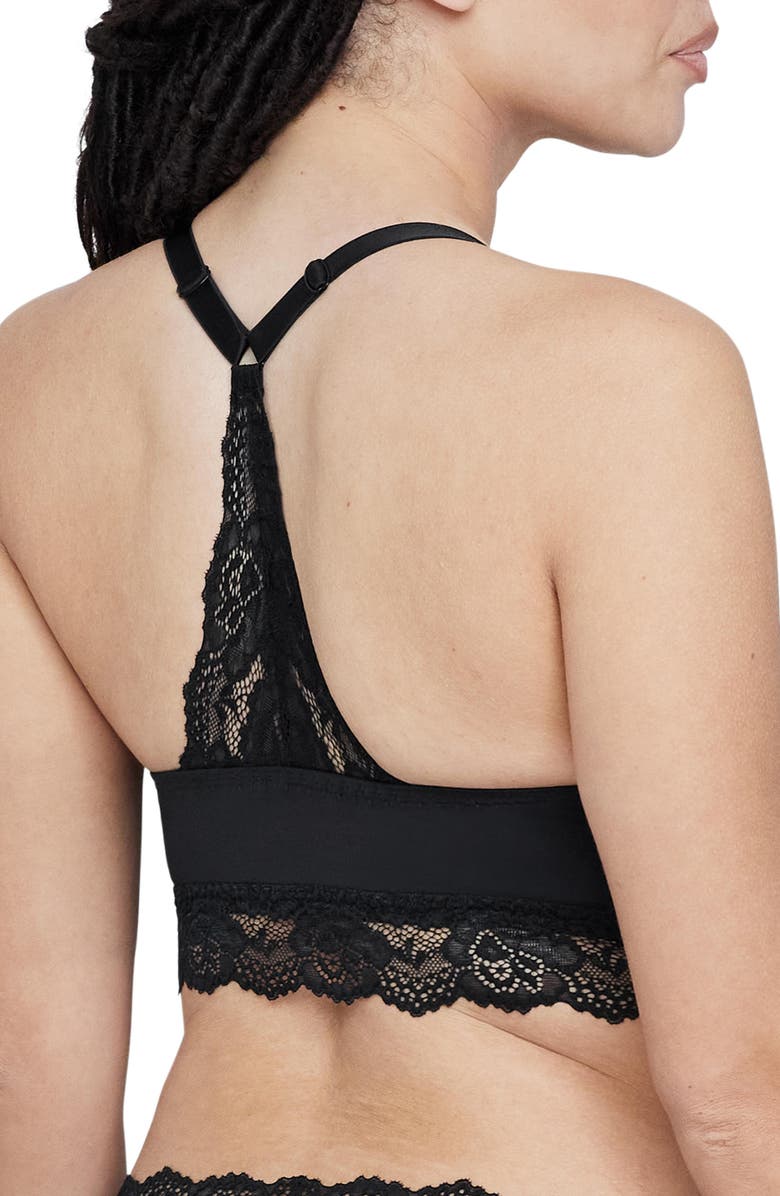 Skarlett Blue Goddess Busty Racerback Lace Bralette, Alternate, color, Black