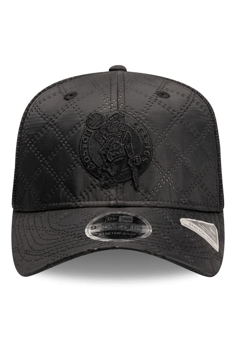 Men's New Era  Black Boston Celtics Quilted 9SEVENTY Trucker Adjustable Hat, Alternate, color, Black