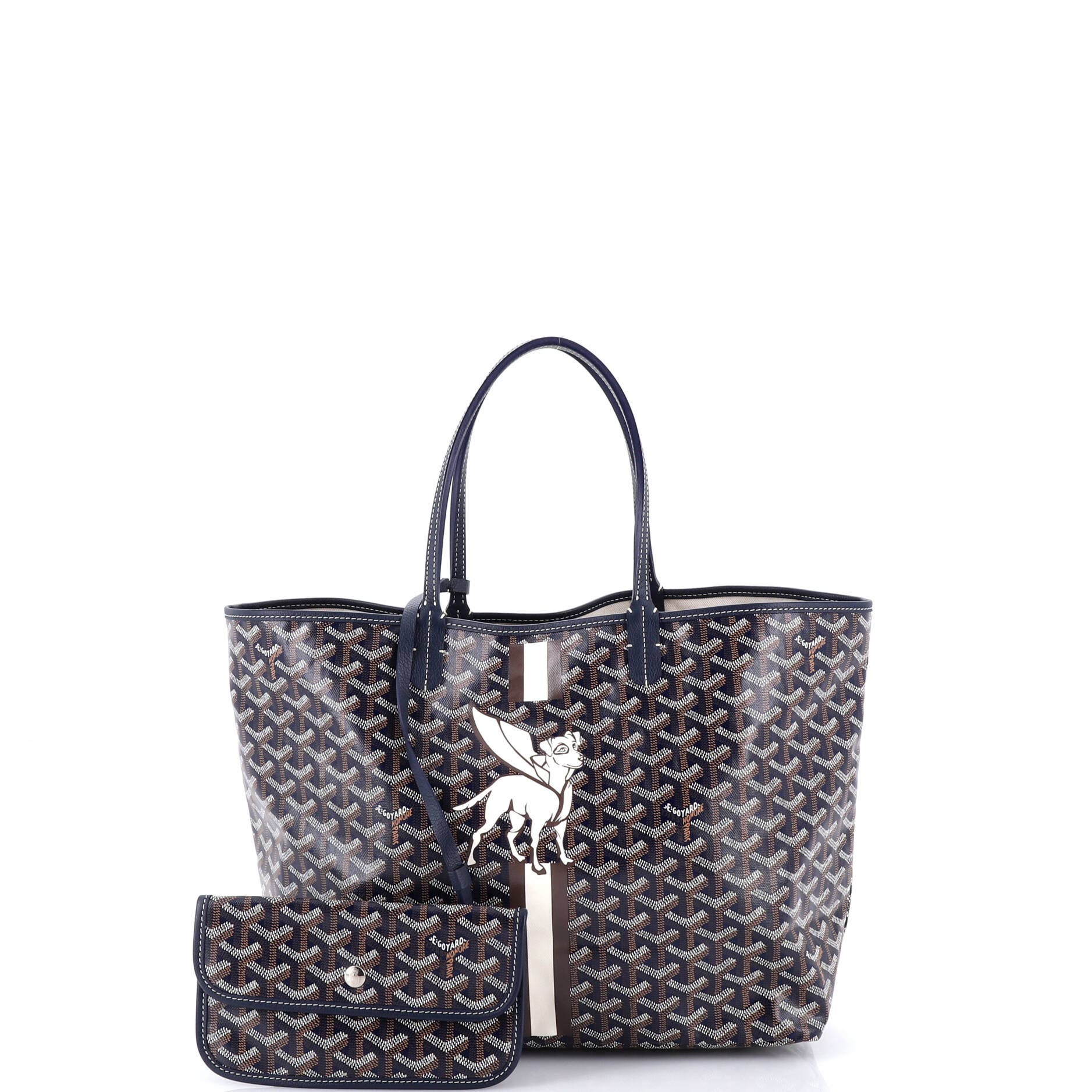 Pre-Owned Goyard Saint Louis Tote Printed Coated Canvas PM, Alternate, color, Blue