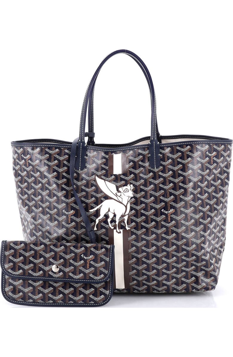 Pre-Owned Goyard Saint Louis Tote Printed Coated Canvas PM, Alternate, color, Blue