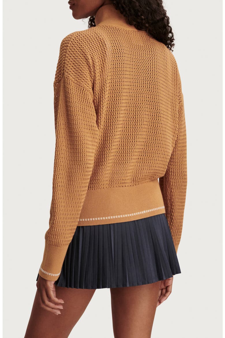Ina Full Zip Mesh Knit Cardigan, Alternate, color, APPLE CINNAMON