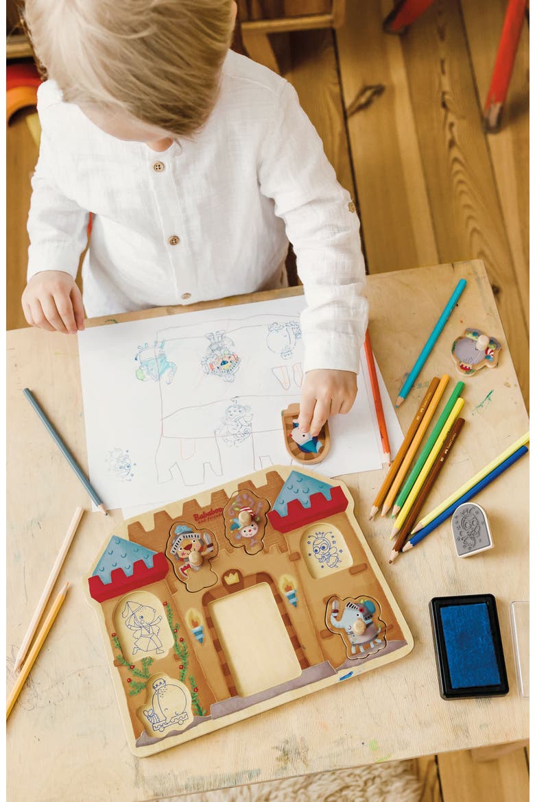 Bababoo Lion Castle Stamp Game Puzzle, Alternate, color, Beige