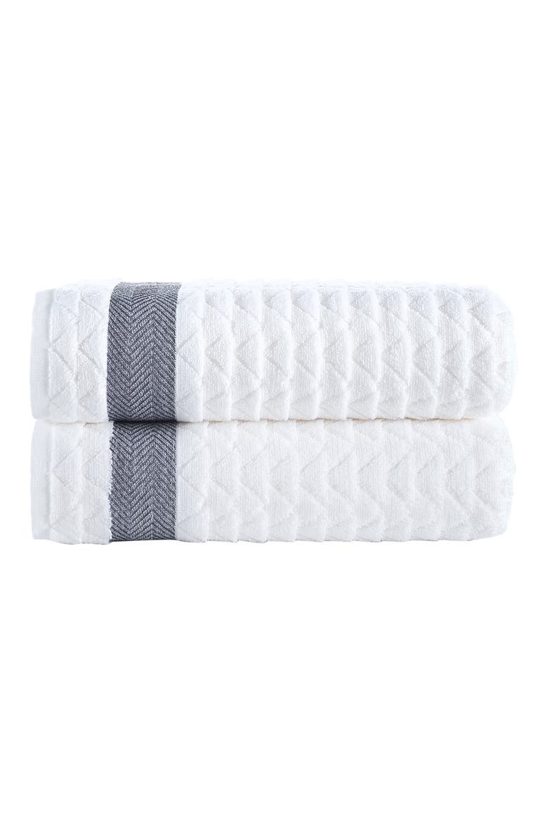 Herringbone Cotton Bath Towel, Main, color, WHITE