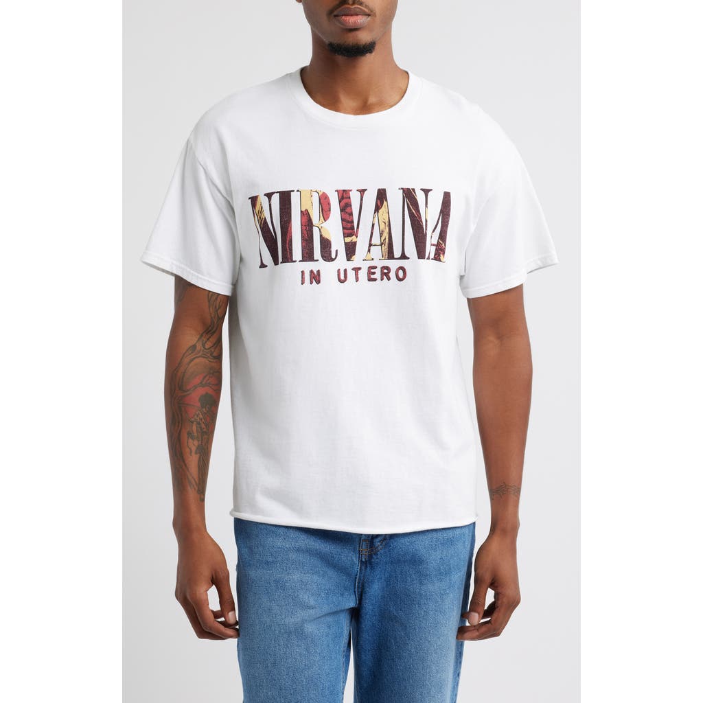 Merch Traffic Nirvana In Utero Oversize Cotton Graphic T-Shirt in White Overdye Tee