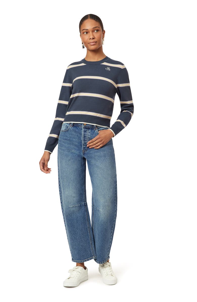 Scotch & Soda Crop Pullover Crewneck Sweater, Alternate, color, Big Dipper Sandwich Stripe