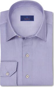 David Donahue Micro Texture Print Sport Shirt