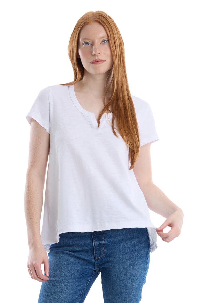 Short Sleeve Placket Hi-Lo Tee, Main, color, White