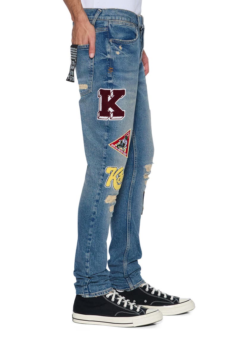 Van Winkle Rodeo Patch Ripped Skinny Jeans, Alternate, color, DENIM
