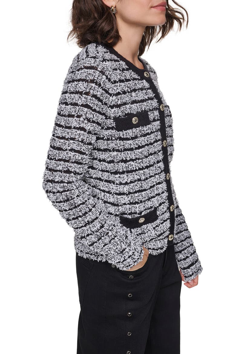 Striped 4-Pocket Cardigan, Alternate, color, BLACK/ SOFT WHITE