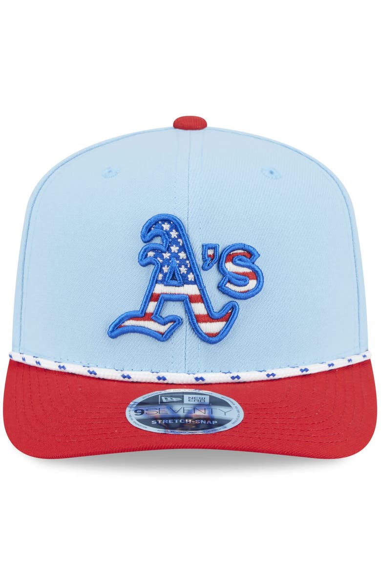 New Era Men's New Era Light Blue/Red Athletics 2025 Fourth of July 9SEVENTY Adjustable Hat, Alternate, color,