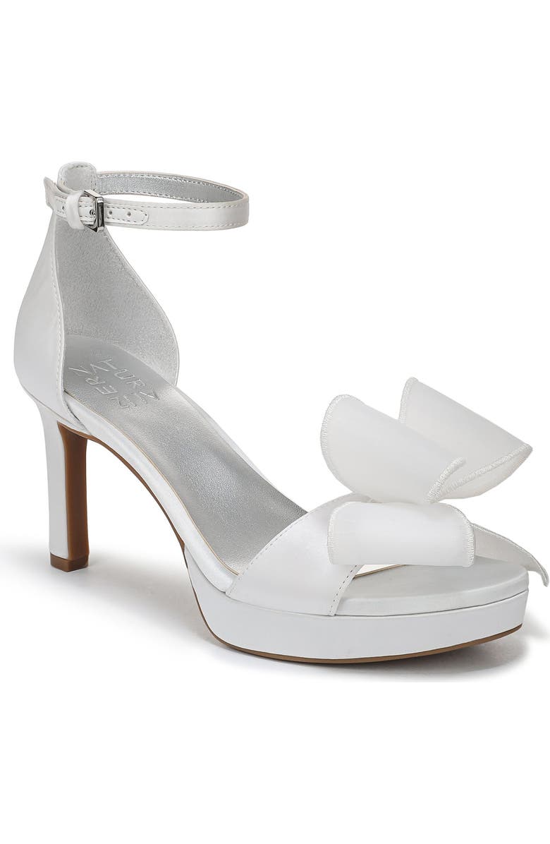 Naturalizer Always Bow Ankle Strap Platform Sandal, Main, color, Pearl White Satin