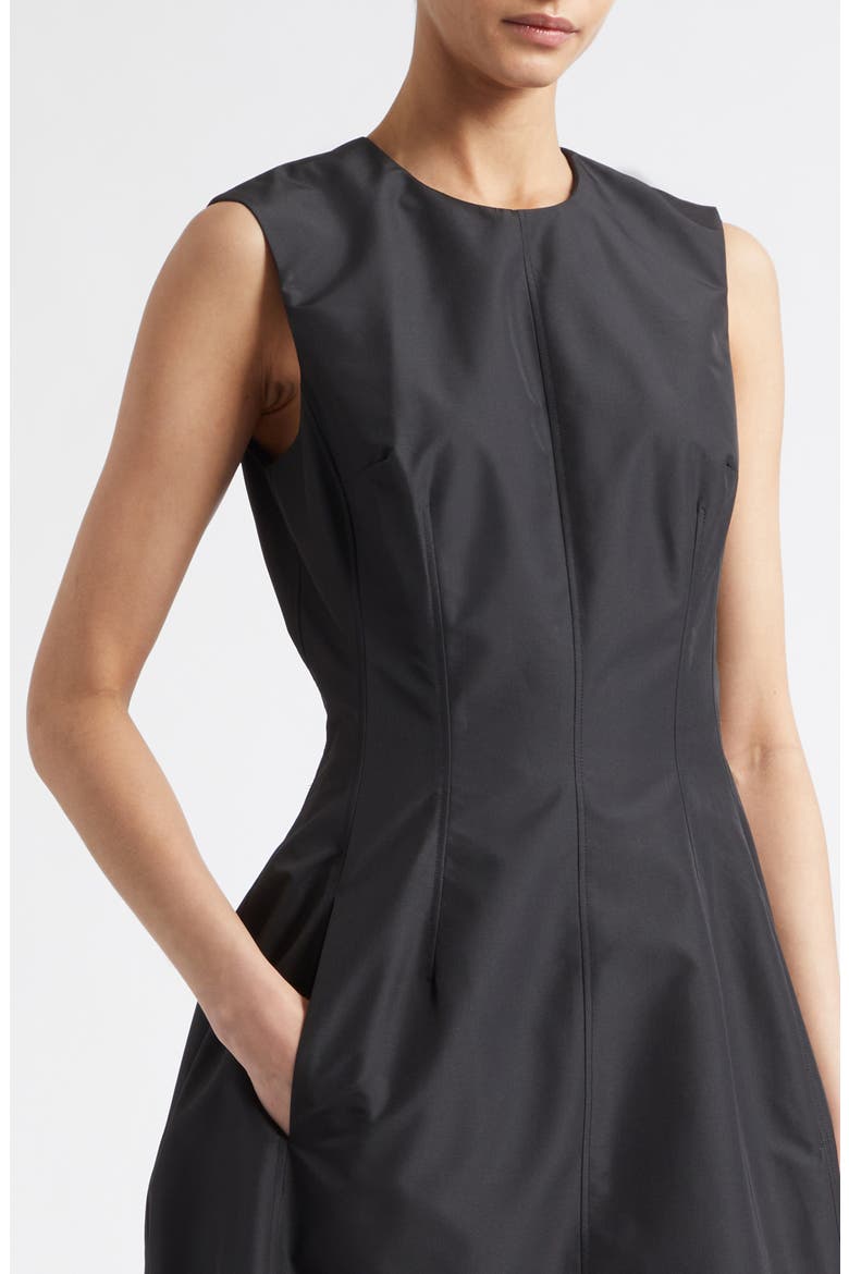 Technical Faille Midi Dress, Alternate, color, BLACK