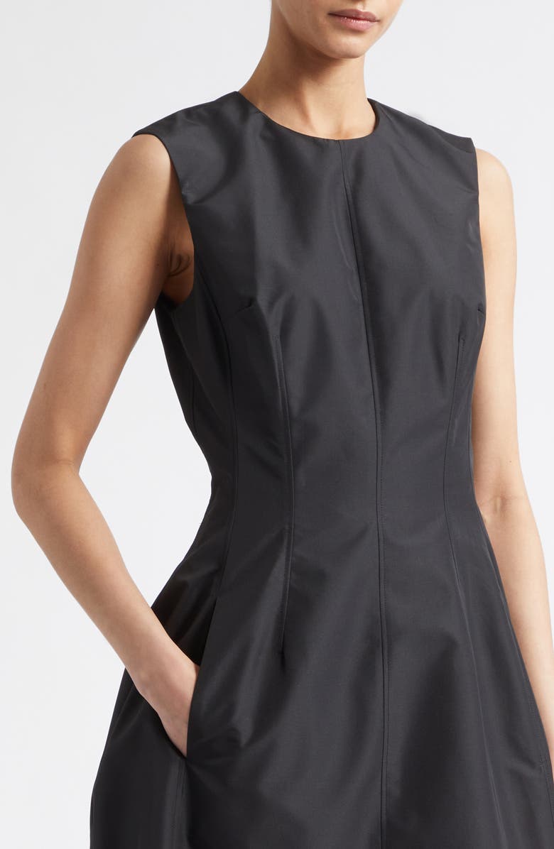 Jil Sander Technical Faille Midi Dress, Alternate, color, Black