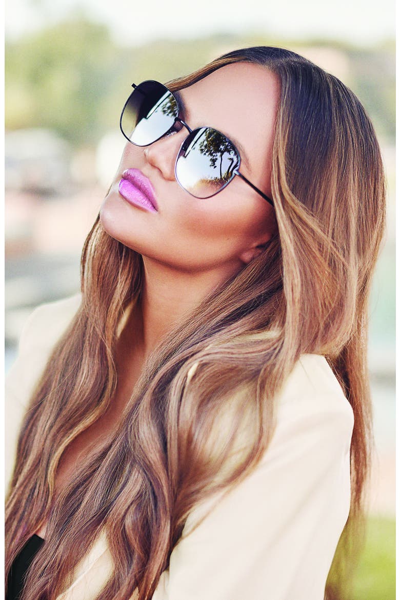 Jezabell 56mm Round Sunglasses, Alternate, color, BLACK/ BLACK FADE