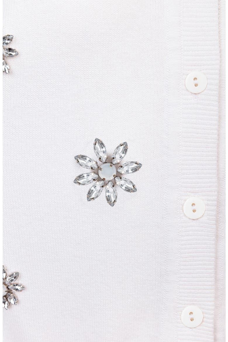 Embellished Flower Cotton & Cashmere Cardigan, Alternate, color, WHITE