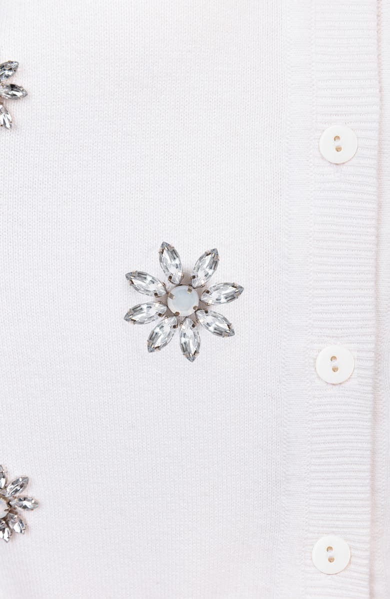 MINNIE ROSE Embellished Flower Cotton & Cashmere Cardigan, Alternate, color, 