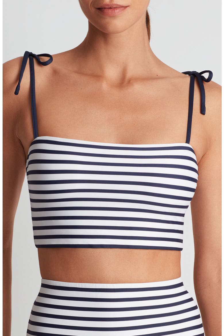 Tie Strap Crop Bikini Top, Main, color, NAVY WHITE