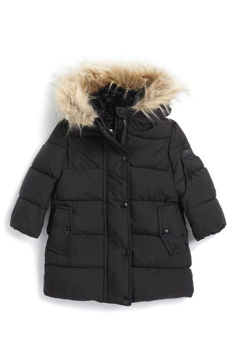 Faux Fur Hooded Puffer Coat (Baby)