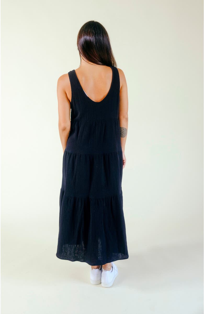 POPLINEN Teresa Tiered Tank Dress, Alternate, color, Black