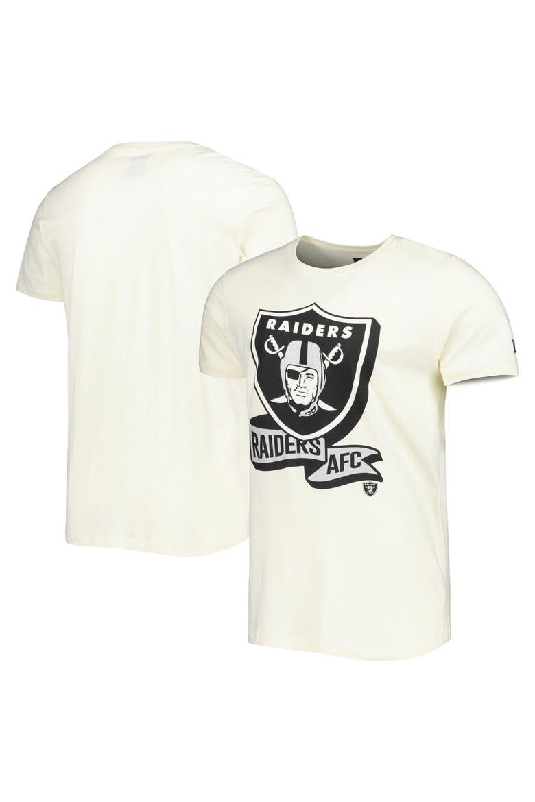 Men's New Era Cream Las Vegas Raiders Sideline Chrome T-Shirt, Main, color, Cream