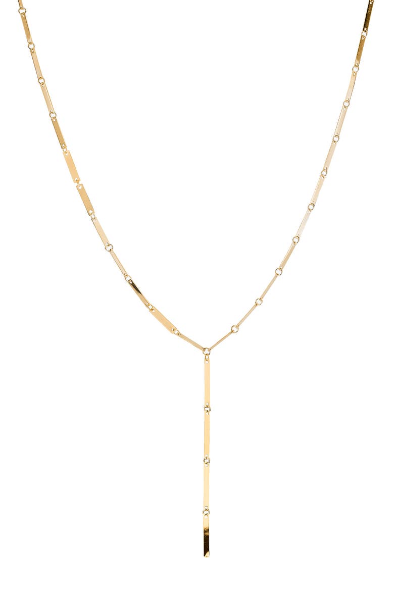 14K Gold Laser Mini Rectangle Lariat Necklace, Main, color, YELLOW GOLD