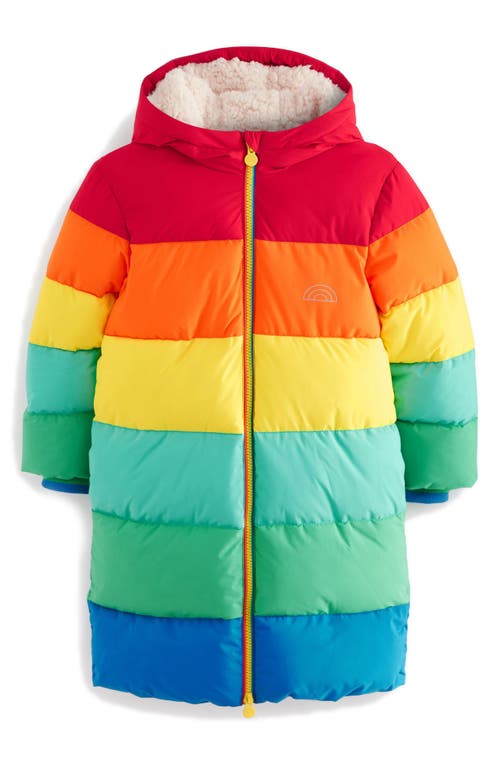 Little Bird Kids' Rainbow Longline Puffer Jacket In Pink