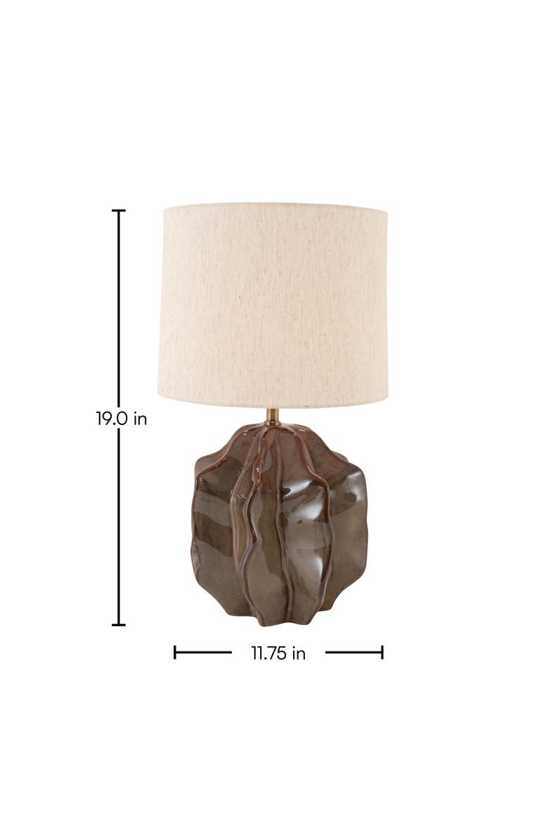 Contemporary Ceramic Table Lamp with Sculptural Base and Fabric, Grey and Cream, Alternate, color, Grey
