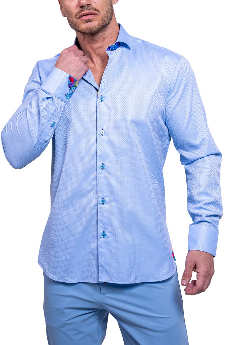 Maceoo Einstein Resistance0111 Blue Button-Up Shirt, Alternate, color, 