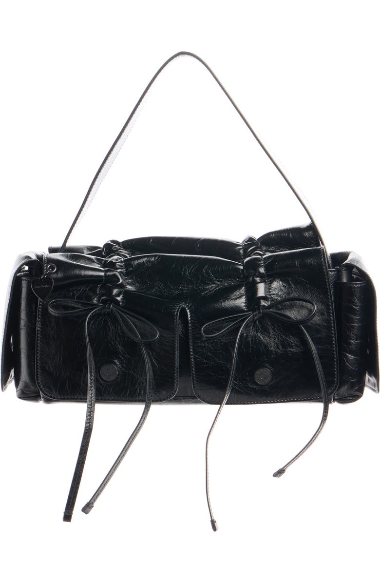 Acne Studios Multipocket Luxe Crinkle Leather Top Handle Bag, Main, color, Black