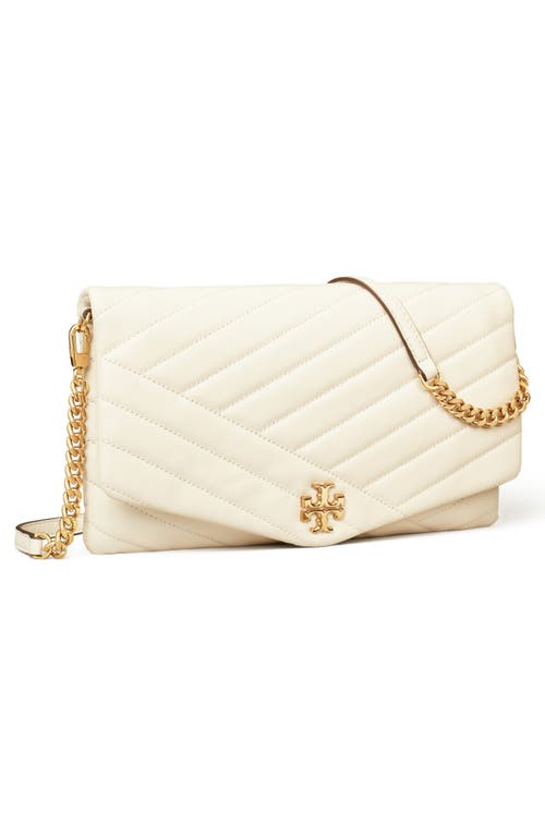 Tory Burch Kira Chevron Quilted Leather Clutch In White