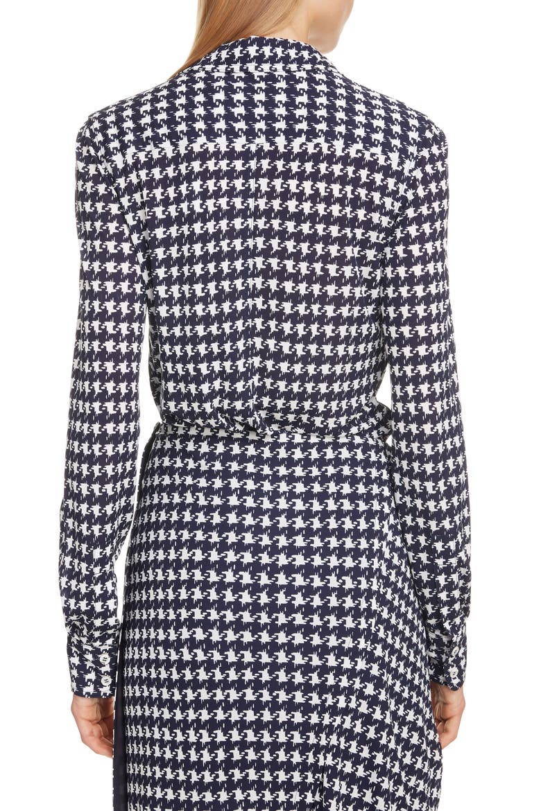 Houndstooth Print Shirt, Alternate, color, NAVY/ OFF WHITE