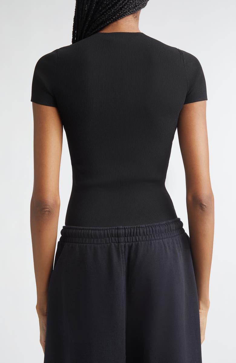 Alexander Wang Jacquard Logo Rib Sweater, Alternate, color, Black