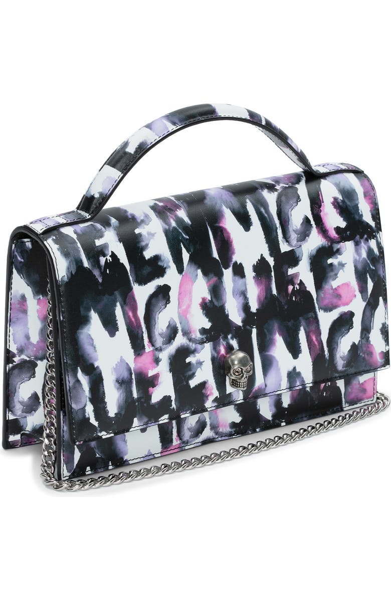 McQueen Medium Skull Watercolor Graffiti Leather Top Handle Bag, Alternate, color,