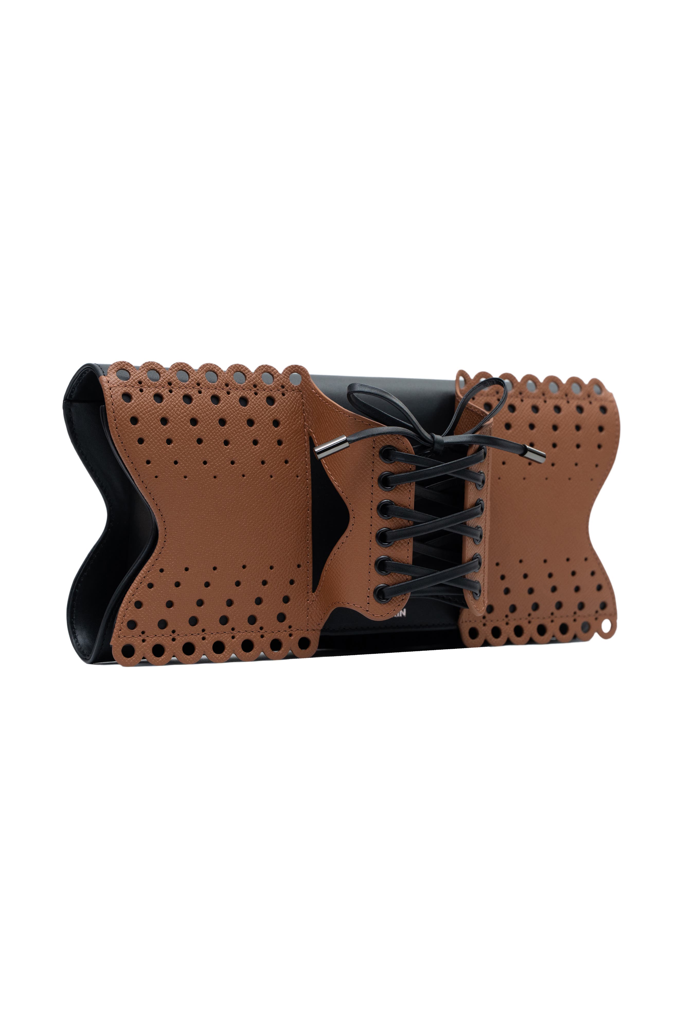 PERRIN PARIS Le Corset Perforé Clutch, Alternate, color, Caramel/Black