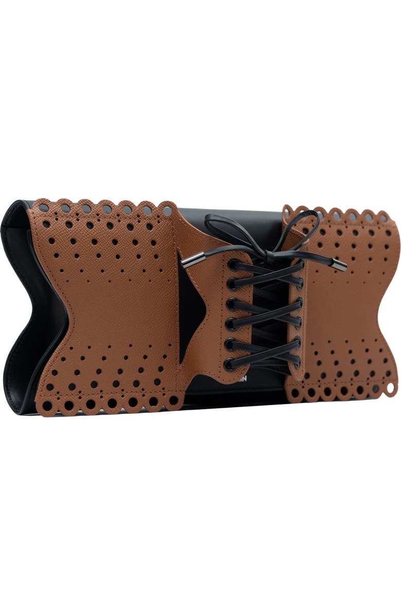 PERRIN PARIS Le Corset Perforé Clutch, Alternate, color, Caramel/Black