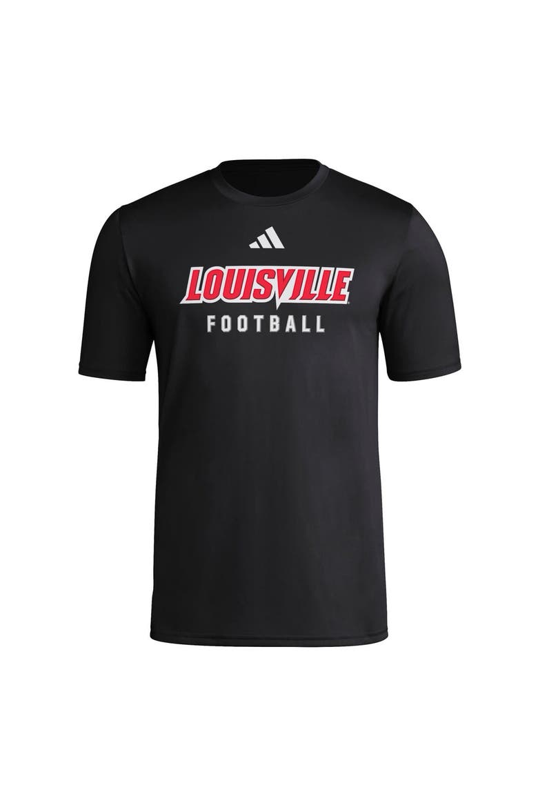 Men's adidas  Black Louisville Cardinals Locker Practice Football Pre-Game T-Shirt, Alternate, color, Black