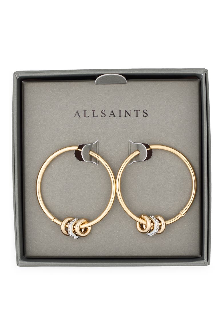Rondel Hoop Earrings, Main, color, SHINY TWO TONE