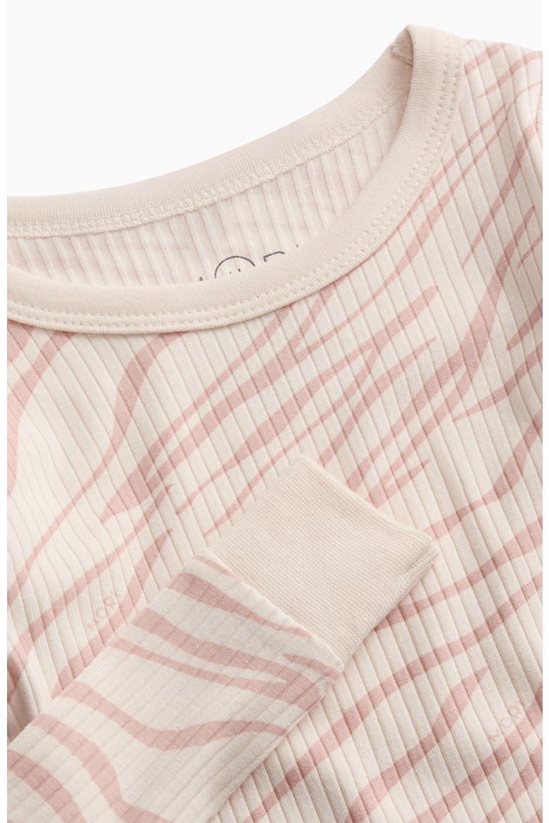 Ribbed Print Pyjama Set, Alternate, color, Zebra Rose