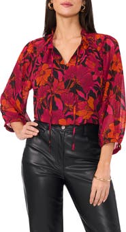 Vince Camuto Floral Print Raglan Sleeve Shirt