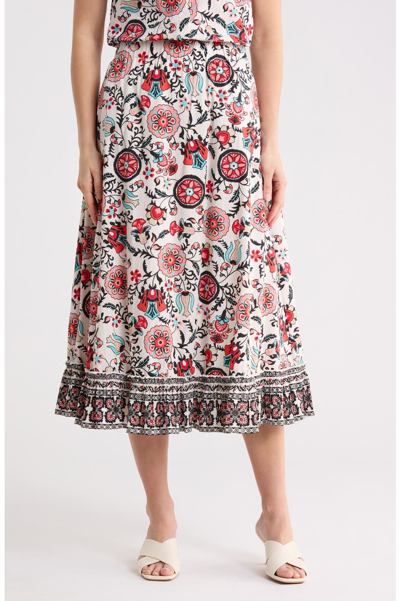 Floral Tiered Pull-On Skirt, Main, color, GARDEN PARTY PRINT