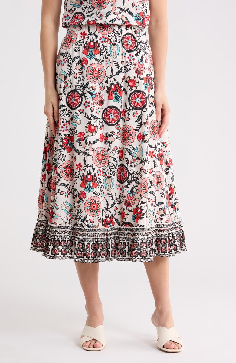 T Tahari Floral Tiered Pull-On Skirt, Main, color, Garden Party Print