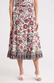 T Tahari Floral Tiered Pull-On Skirt